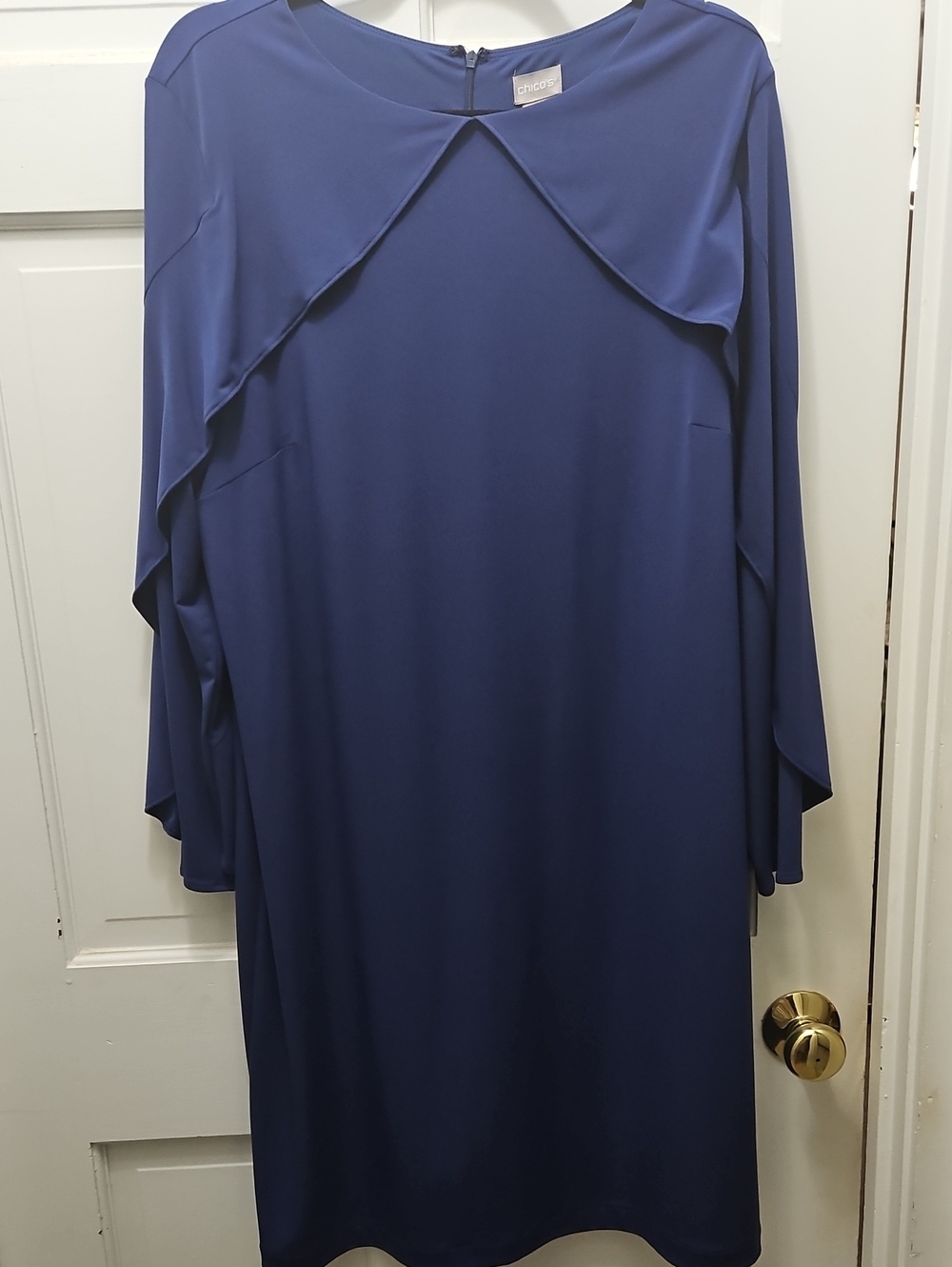 Chico's Navy Long Sleeve Overlay Dress